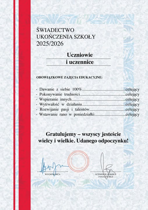 Świadectwo ukończenia szkoły